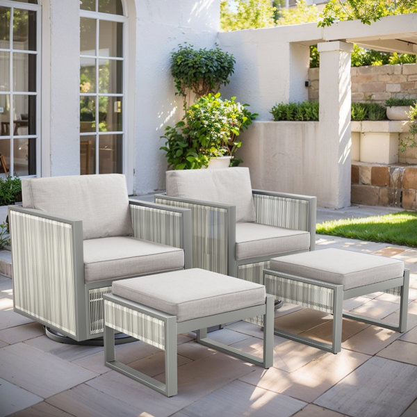 Latitude Run® Trinie Outdoor Glider Chairs With Ottomans And Cushions ...